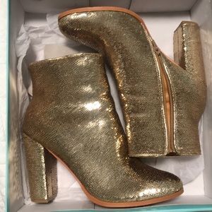 Gold sequin booties